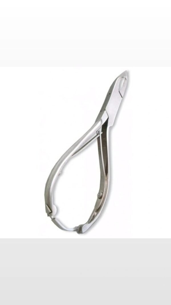 Stainless steel cuticle nipper with sharp precision blades and an ergonomic handle for nail care.