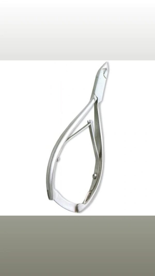 High-quality stainless steel nail nipper with sharp blades and ergonomic grip for precise trimming of thick and ingrown nails.