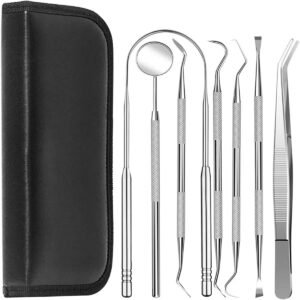 "Professional Dental Teeth Cleaning Kit – Stainless Steel Tools with Carry Case for Plaque and Tartar Removal."