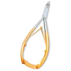 EliteNipGold stainless steel nail nipper with gold-plated ergonomic handle for precise nail and cuticle trimming.