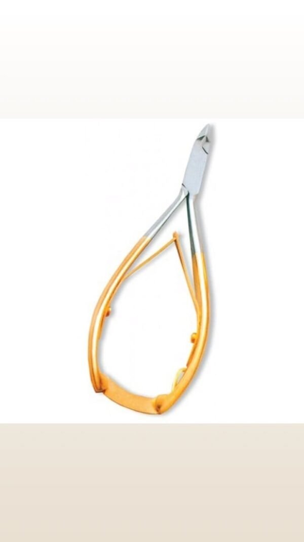 EliteNipGold stainless steel nail nipper with gold-plated ergonomic handle for precise nail and cuticle trimming.