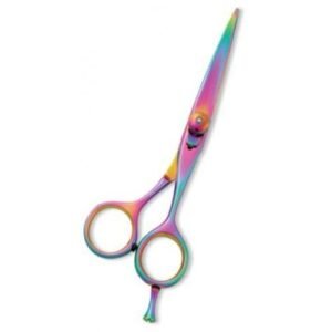 Professional Rainbow Styling Scissors with a vibrant titanium finish, sharp stainless steel blades, and an ergonomic design for precise and comfortable hair cutting.