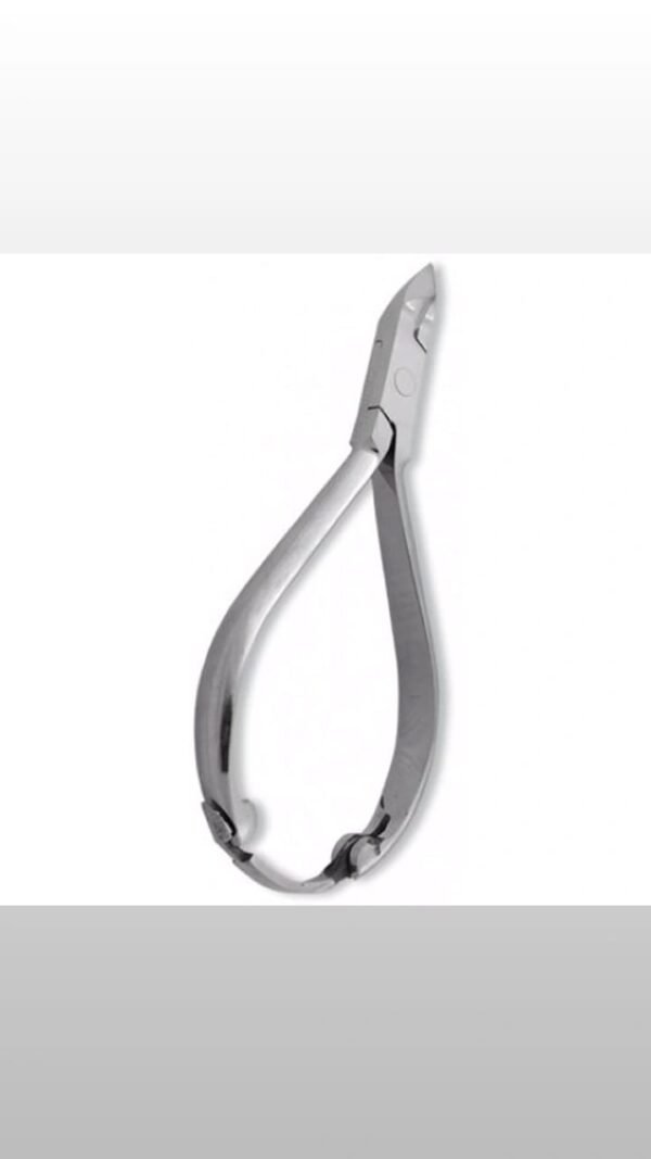 Stainless steel cuticle nipper with sharp precision blades and ergonomic handle for professional and personal nail care.