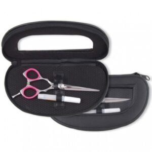 Professional Hair Cutting Scissors Kit with Stainless Steel Shears, Comb, and Carrying Case for Salon and Home Use.