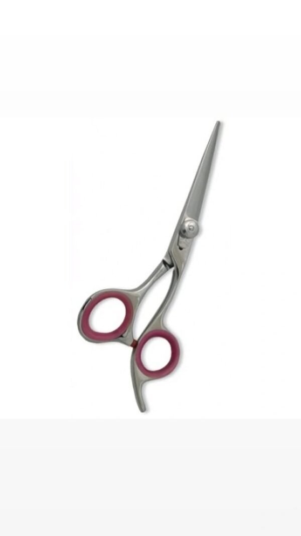 Stainless Steel Hair Scissor with ergonomic handle and soft grip for professional cutting.