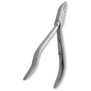 Stainless steel cuticle nipper with sharp blades and ergonomic handle for precise cuticle trimming and professional nail care.