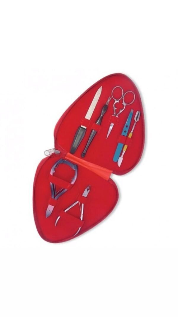 Premium Manicure & Pedicure Kit with Stainless Steel Tools in a Red Velvet Case