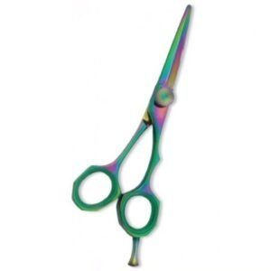 Rainbow Titanium Hair Scissor with a sleek ergonomic design and vibrant titanium finish.