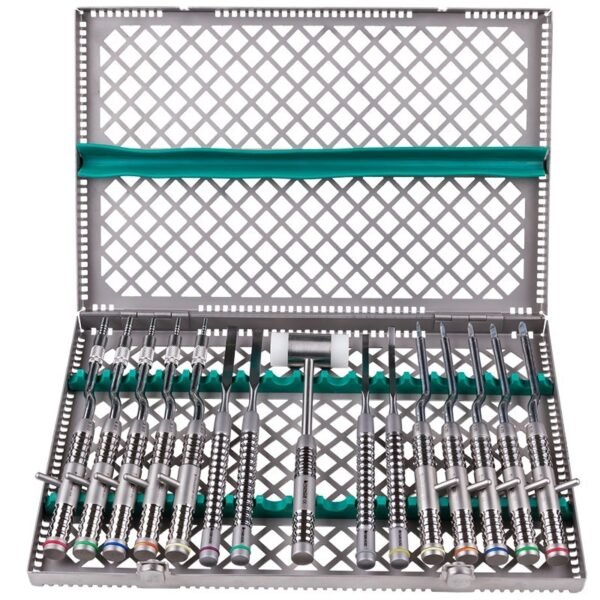 Advanced Dental Implant Kit – Professional Surgical Extraction Instruments in a Sterilization Tray