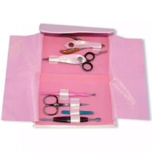 PrettyPink Grooming Set – A professional manicure and pedicure kit with stainless steel tools in a stylish pink case.