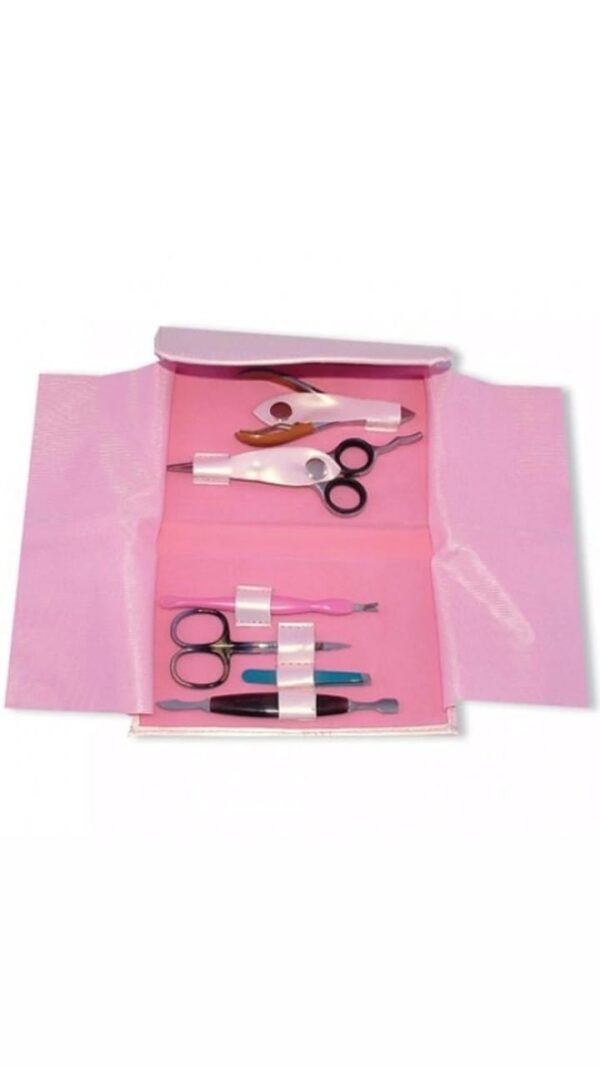 PrettyPink Grooming Set – A professional manicure and pedicure kit with stainless steel tools in a stylish pink case.