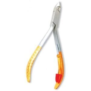 Stainless steel nail nipper with an ergonomic grip, designed for precision trimming of nails and cuticles.