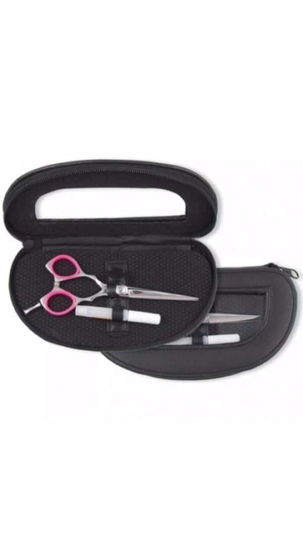 EliteTrim Scissors Kit – A professional hair-cutting set with high-quality stainless steel scissors in a stylish black zippered case.