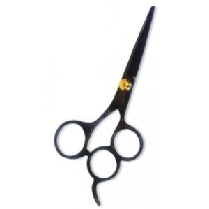 Black Professional Barber Scissors with Ergonomic Handle and Sharp Blades