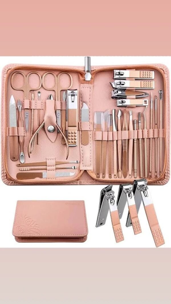 LuxeCare Grooming Kit - 18-Piece Stainless Steel Personal Care Set in a Stylish Leather Case