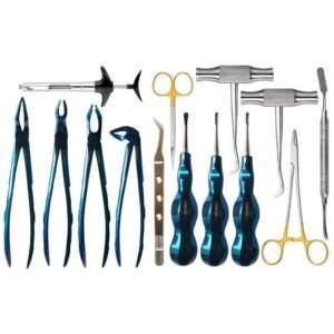 Professional Dental Extraction Kit with Stainless Steel Forceps, Elevators, and Surgical